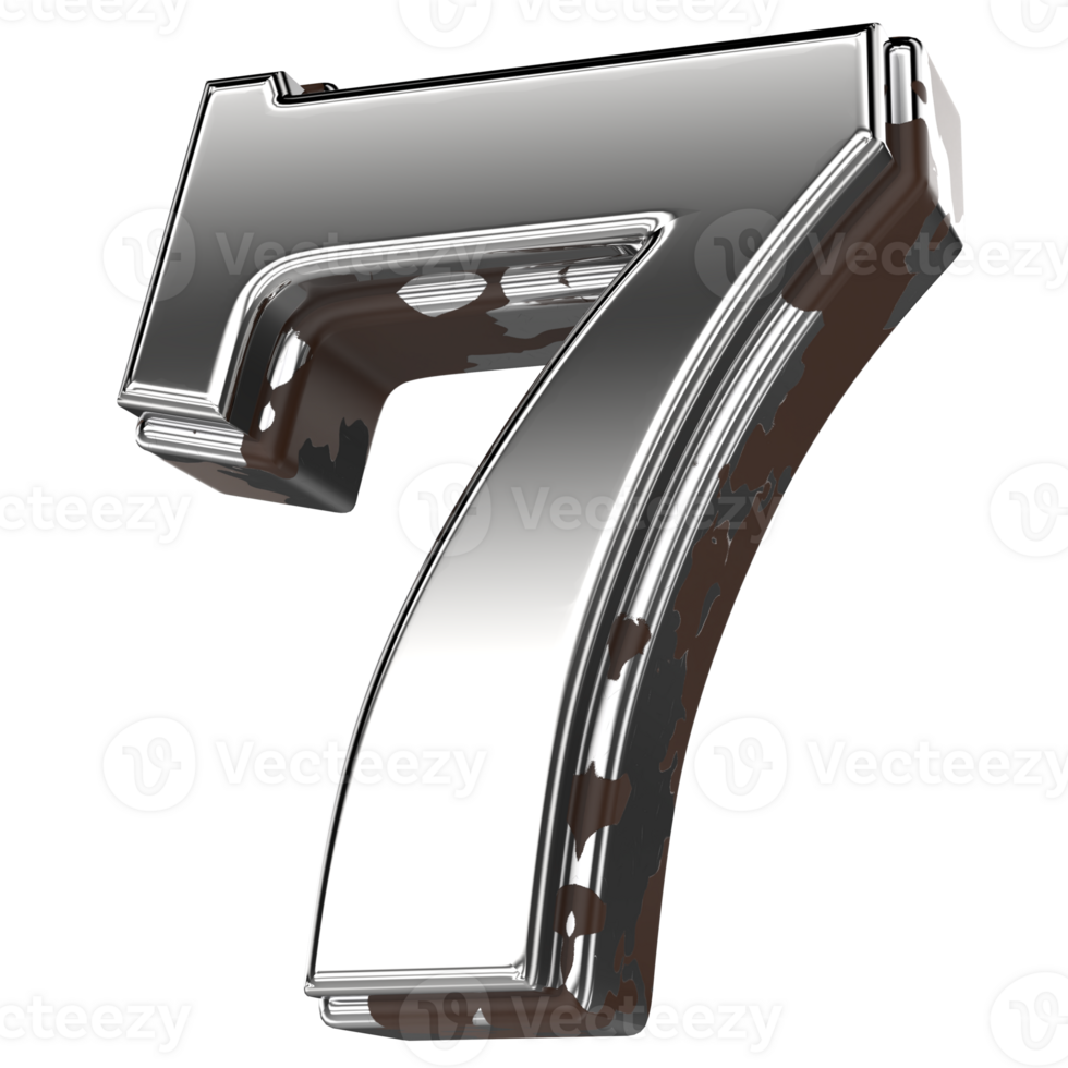 Silver Number 7 3d png