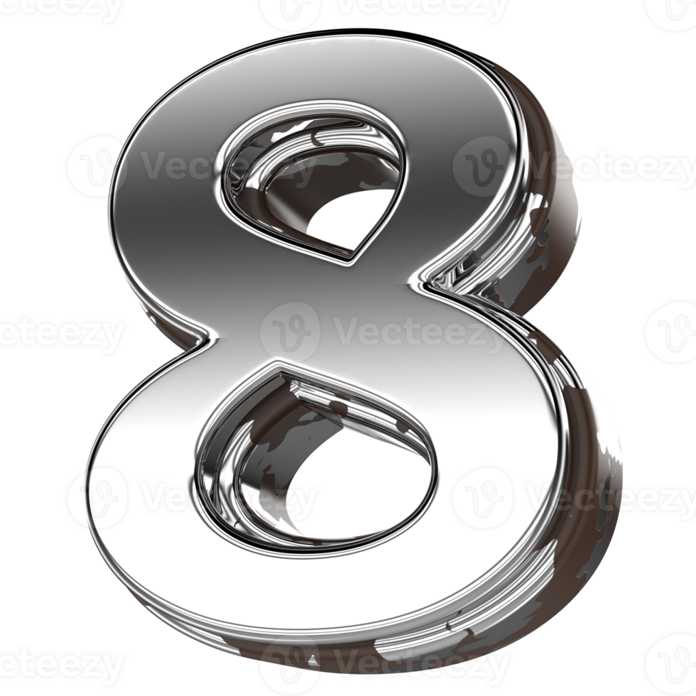 Silver Number 8 3d png