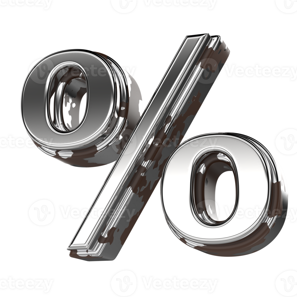 Silver Number Symbol Percent 3d png