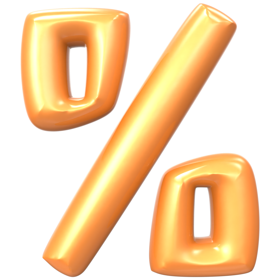 Gold Number Symbol Percent 3D Render png