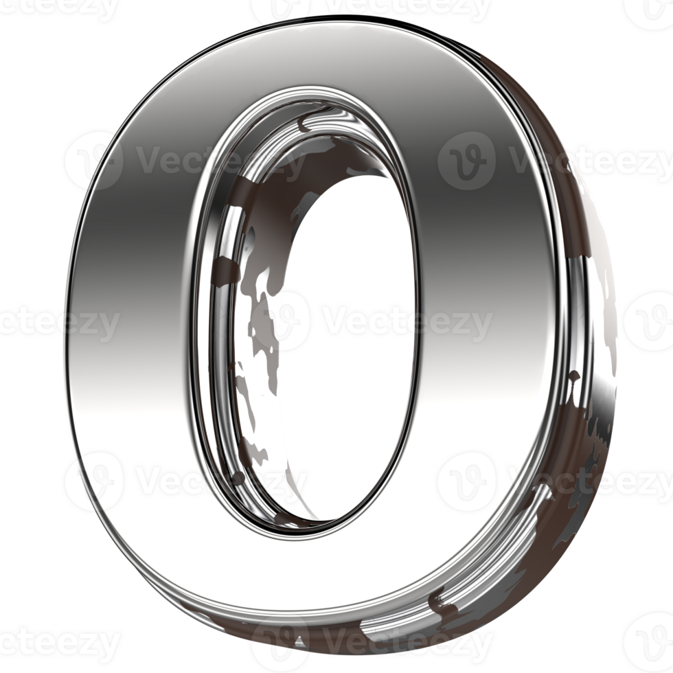 Silver Number 0 3d png