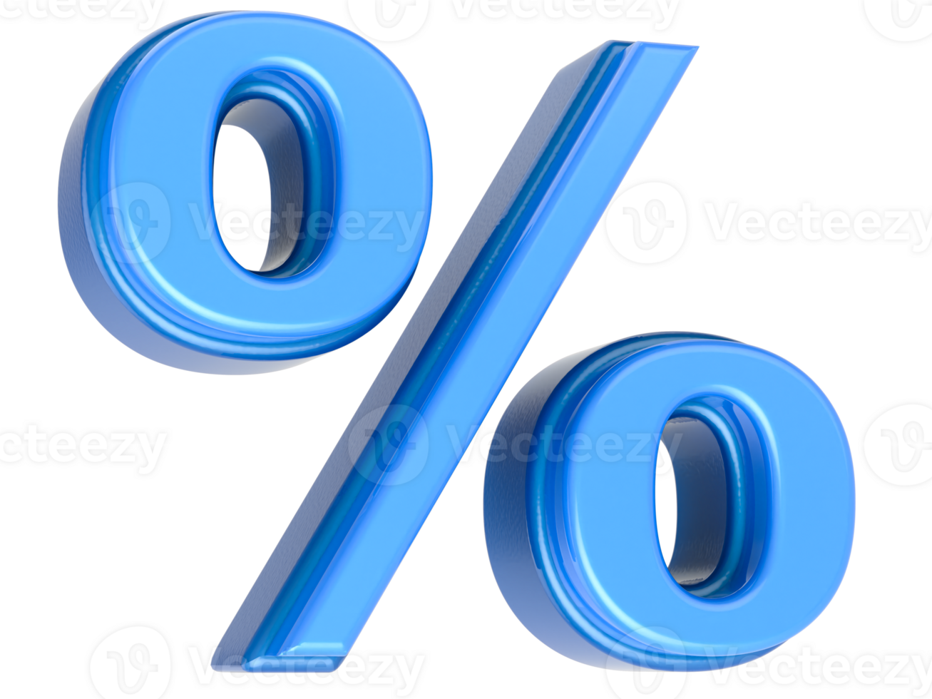 Blue Number Percent 3D Rendering png