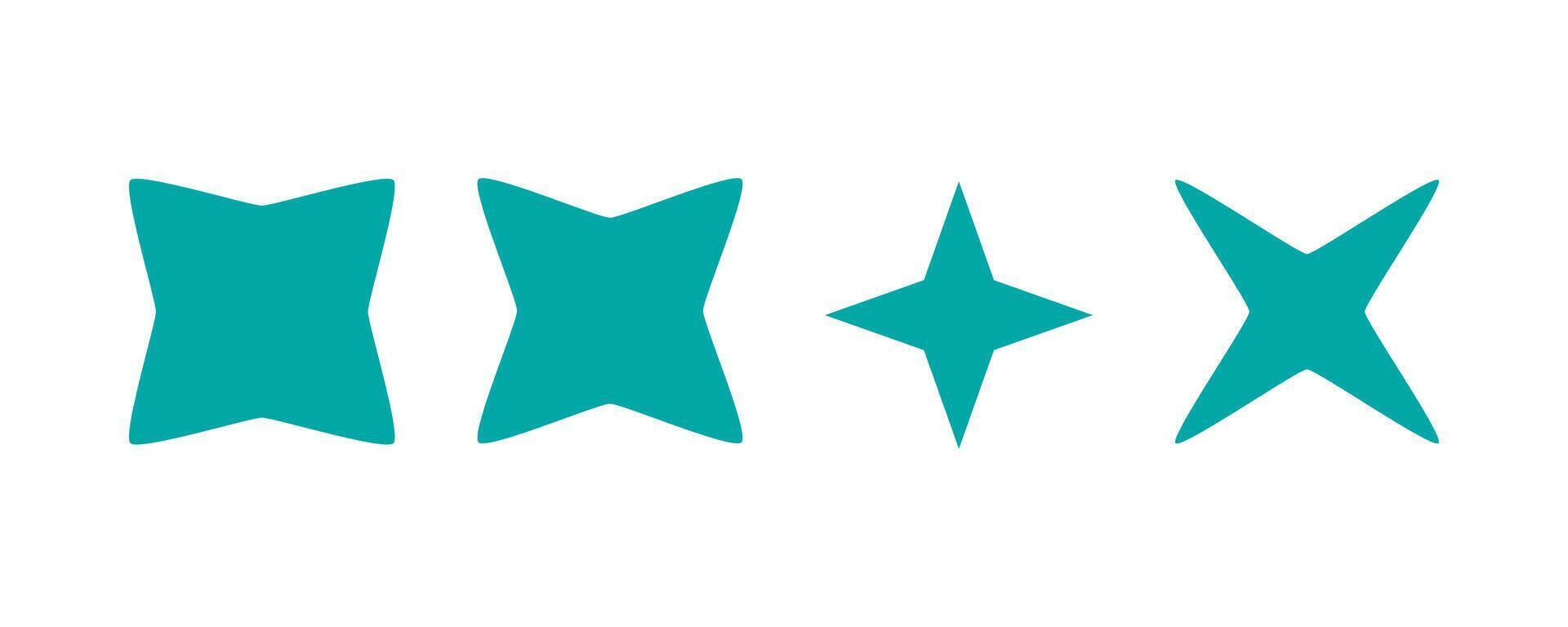4 set sparkle element in simple shapes vector isolated on white background. Starburst, icon, symbol, firework.