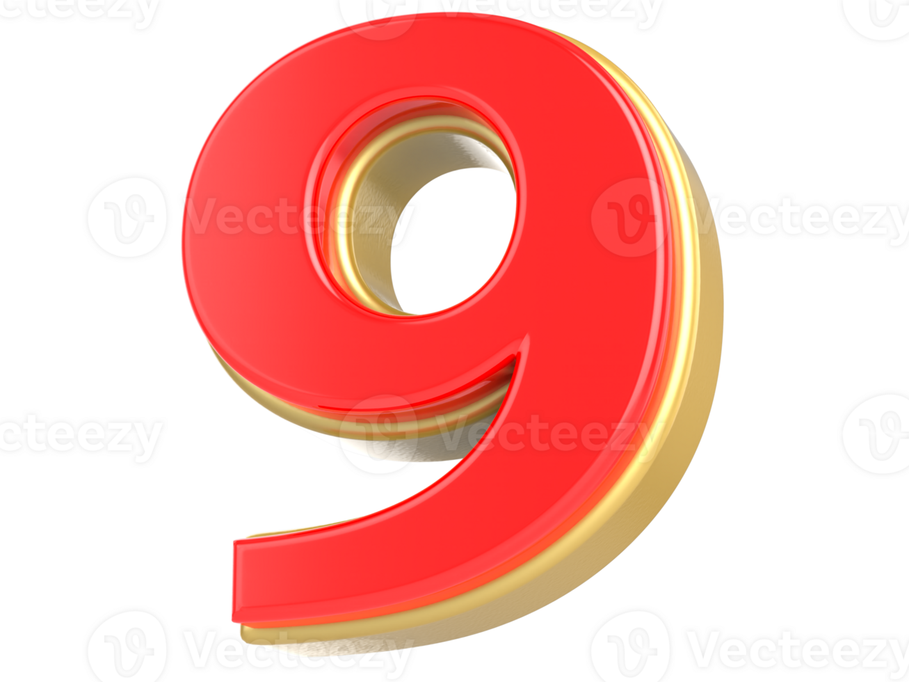 Number 9 3D Rendering png