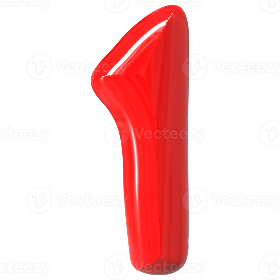 Red Number 1 3D Render png
