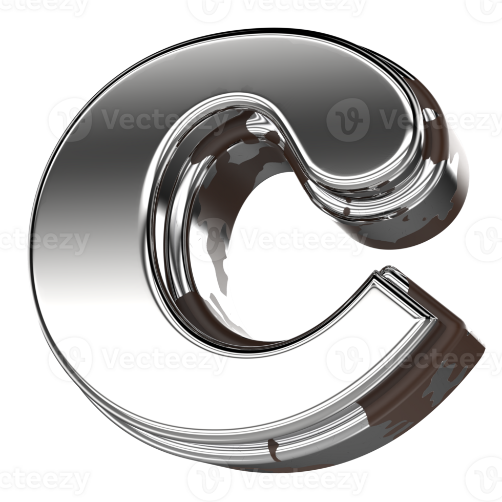Silver Letter c Small 3d Rendering png