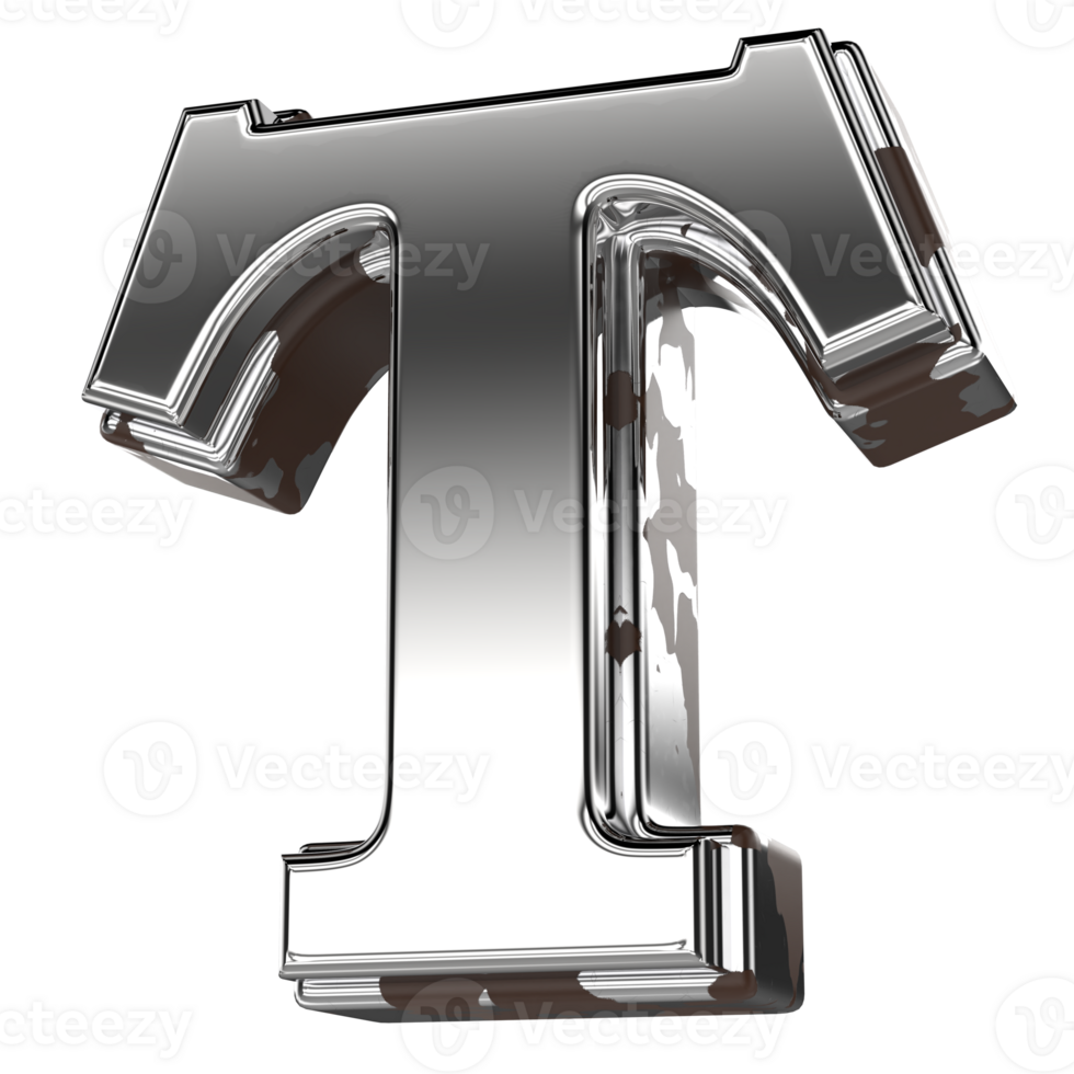 Silver Letter T 3d Rendering png