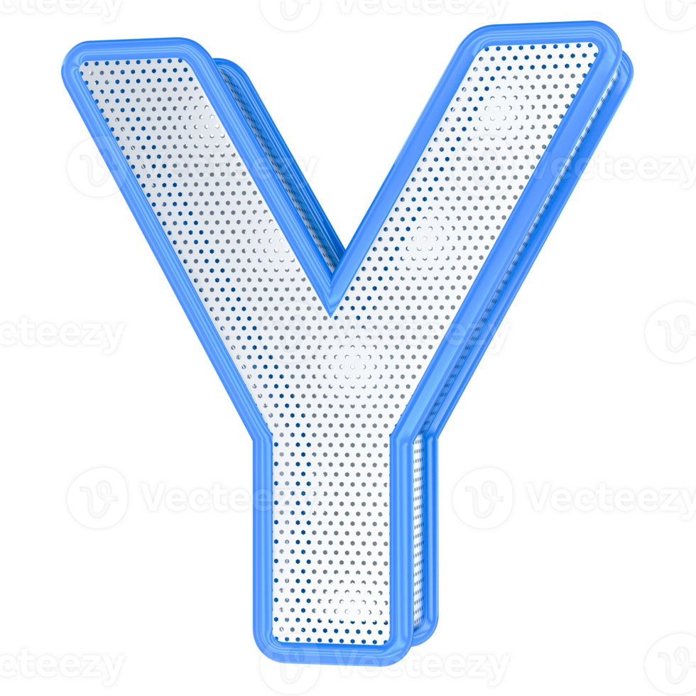 Y Letter Blue 3D Render png