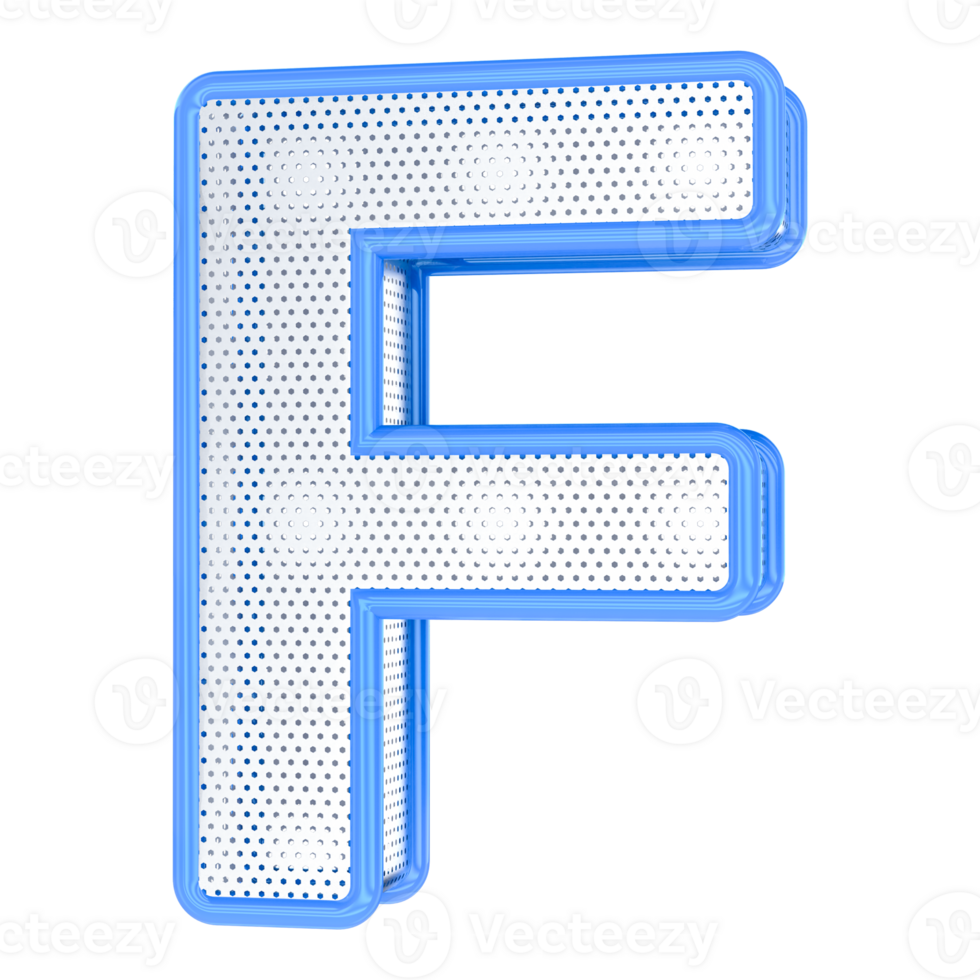 F Letter Blue 3D Render png
