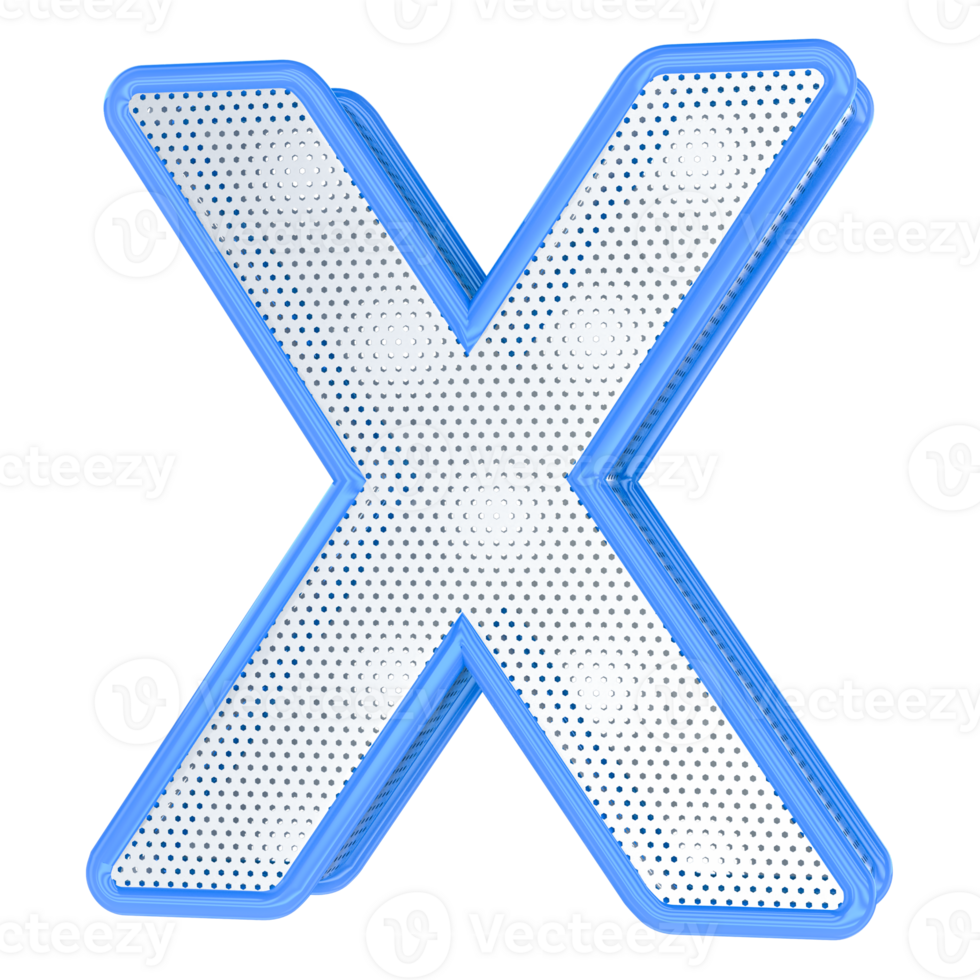 X lettera blu 3d rendere png