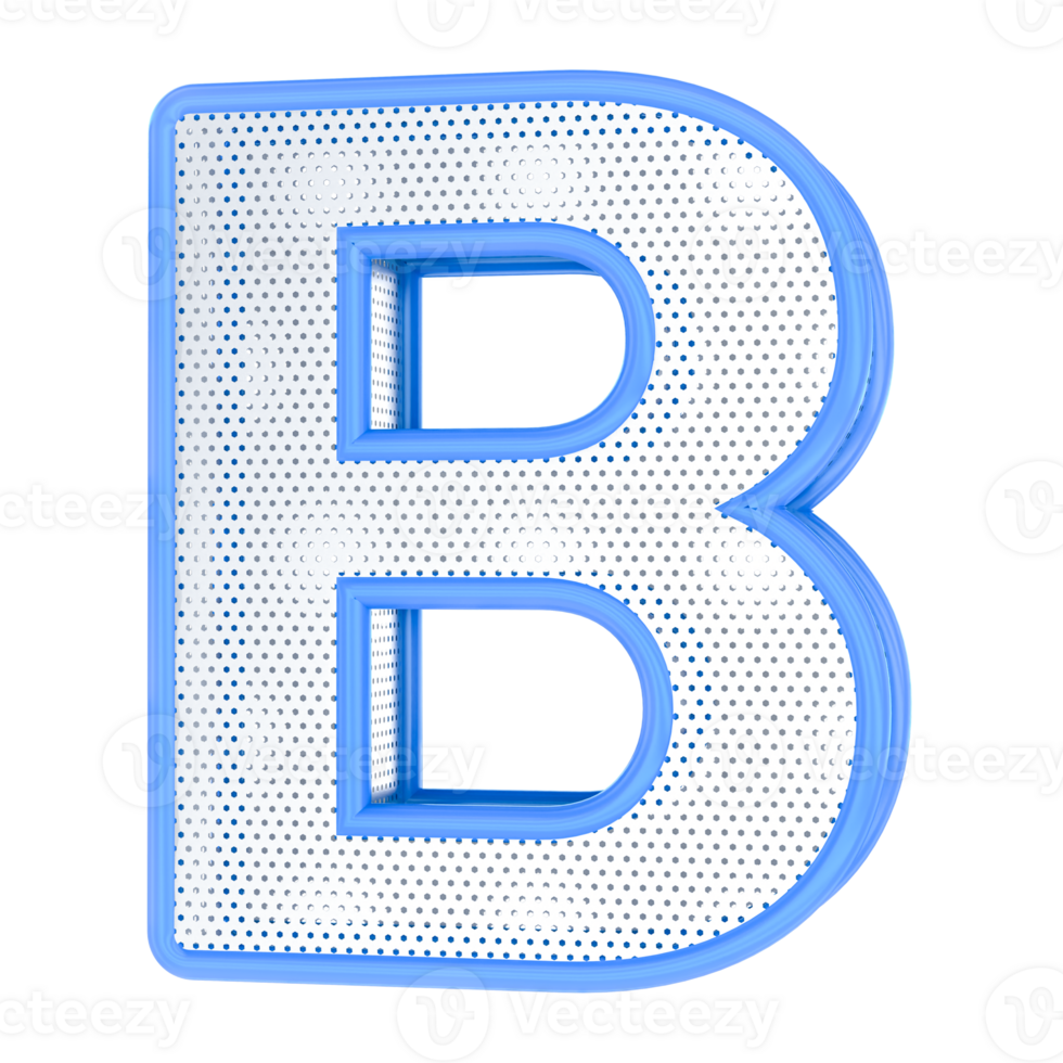 B Letter Blue 3D Render png