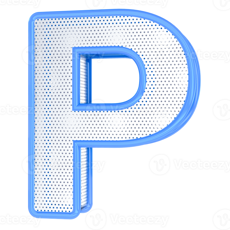 P Letter Blue 3D Render png