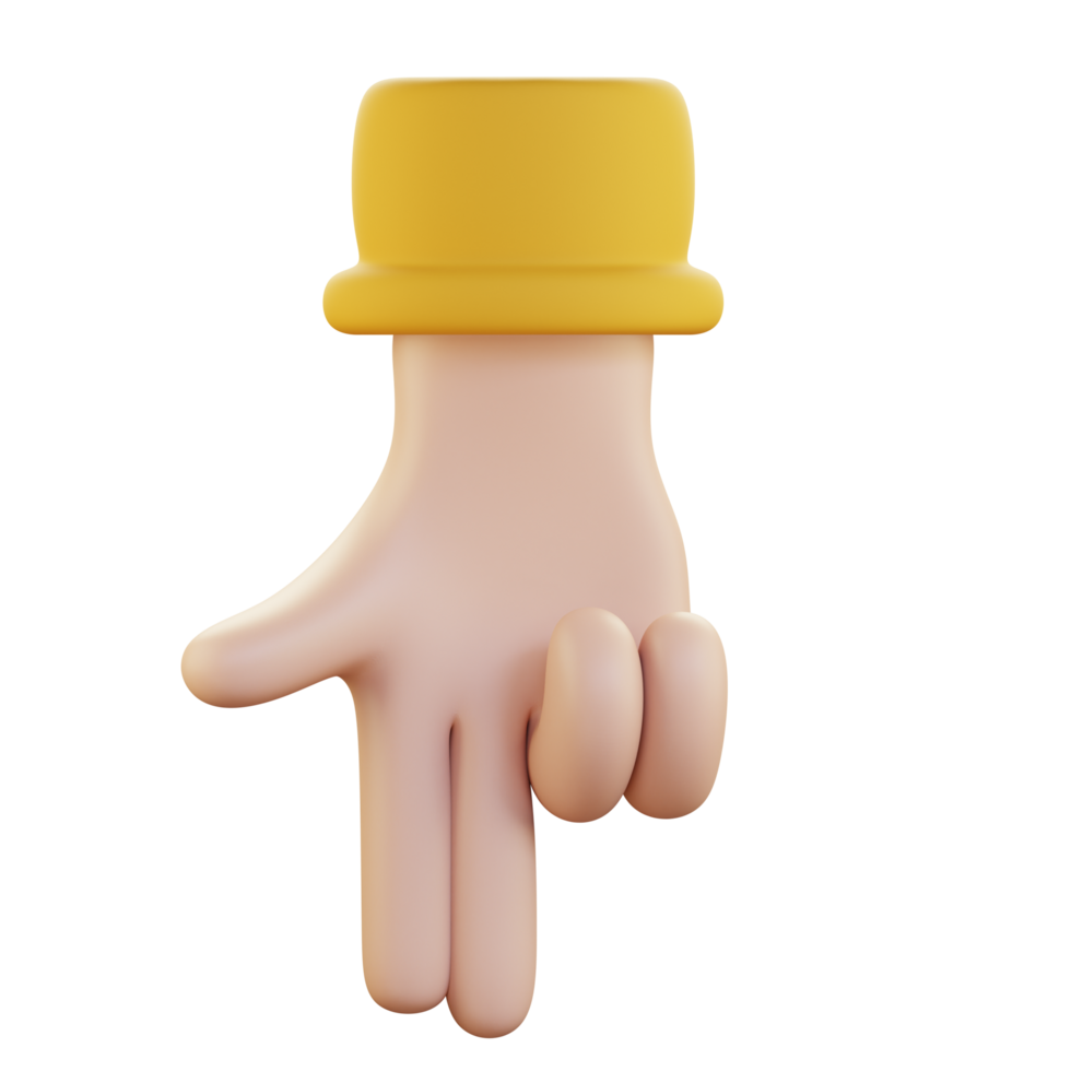 two finger pointing down hand gesture 3d icon illustration png