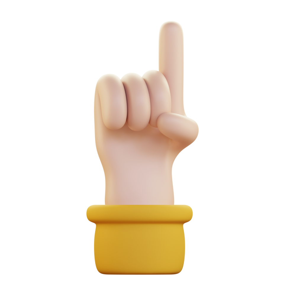 ett finger hand gest 3d ikon illustration png