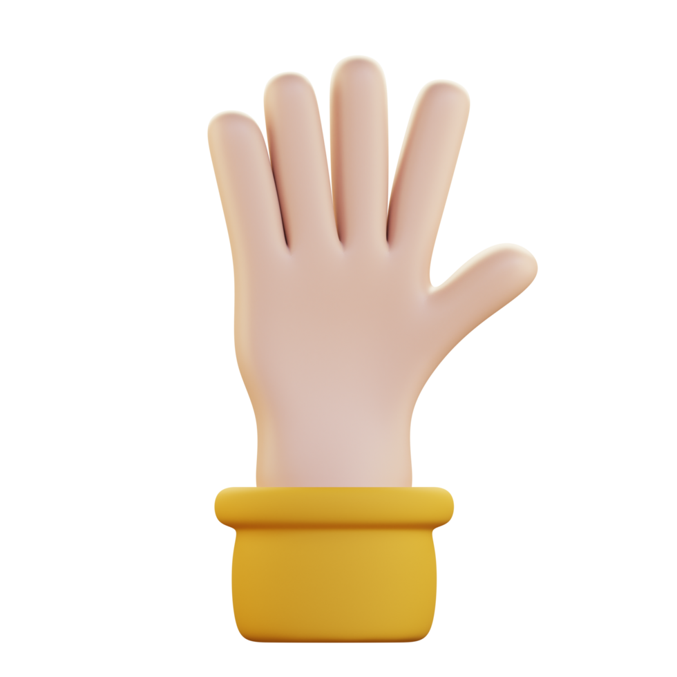 five finger hand gesture 3d icon illustration png