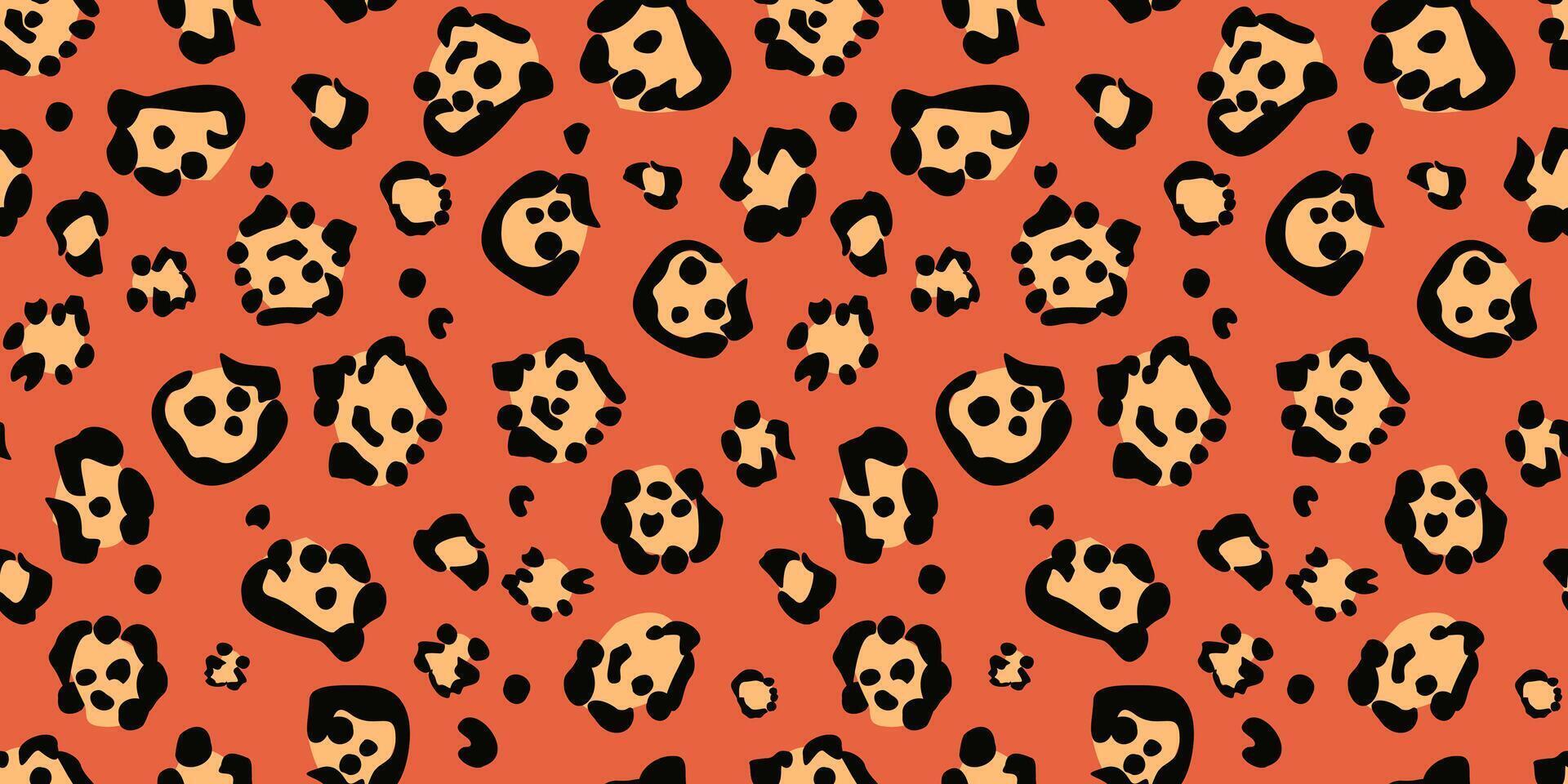 Seamless pattern with abstract animal print. Painting of jaguar, leopard, wild cats. Vector graphics.