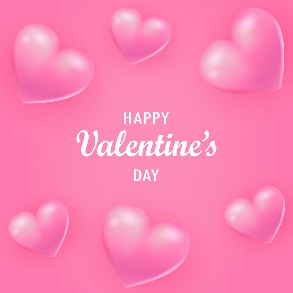 San Valentín día saludo tarjeta antecedentes con volador corazones. rosado vector ilustración de amor. dibujos animados elemento para fiesta patrones, embalaje, diseños