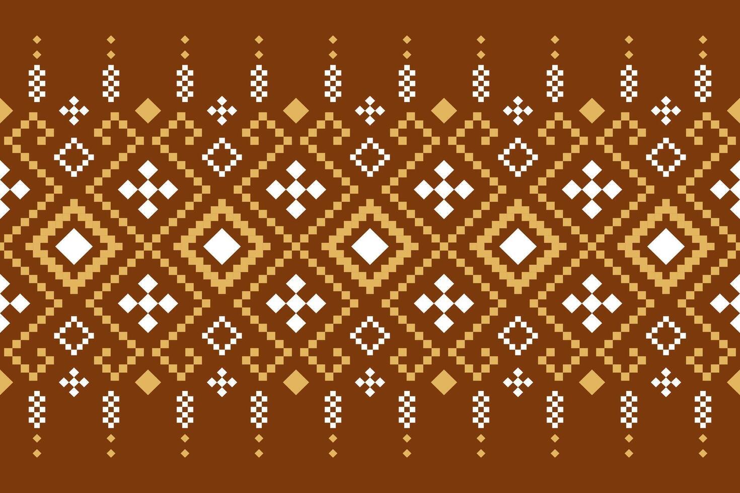 Orange vintages cross stitch traditional ethnic pattern paisley flower Ikat background abstract Aztec African Indonesian Indian seamless pattern for fabric print cloth dress carpet curtains and sarong vector
