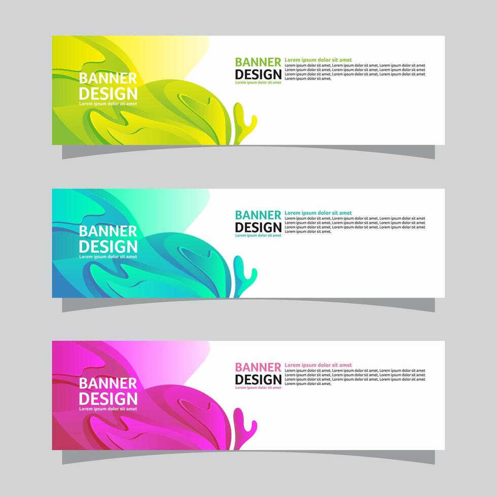 Vector set of landscape banner background design concept. Colorful background business layout template