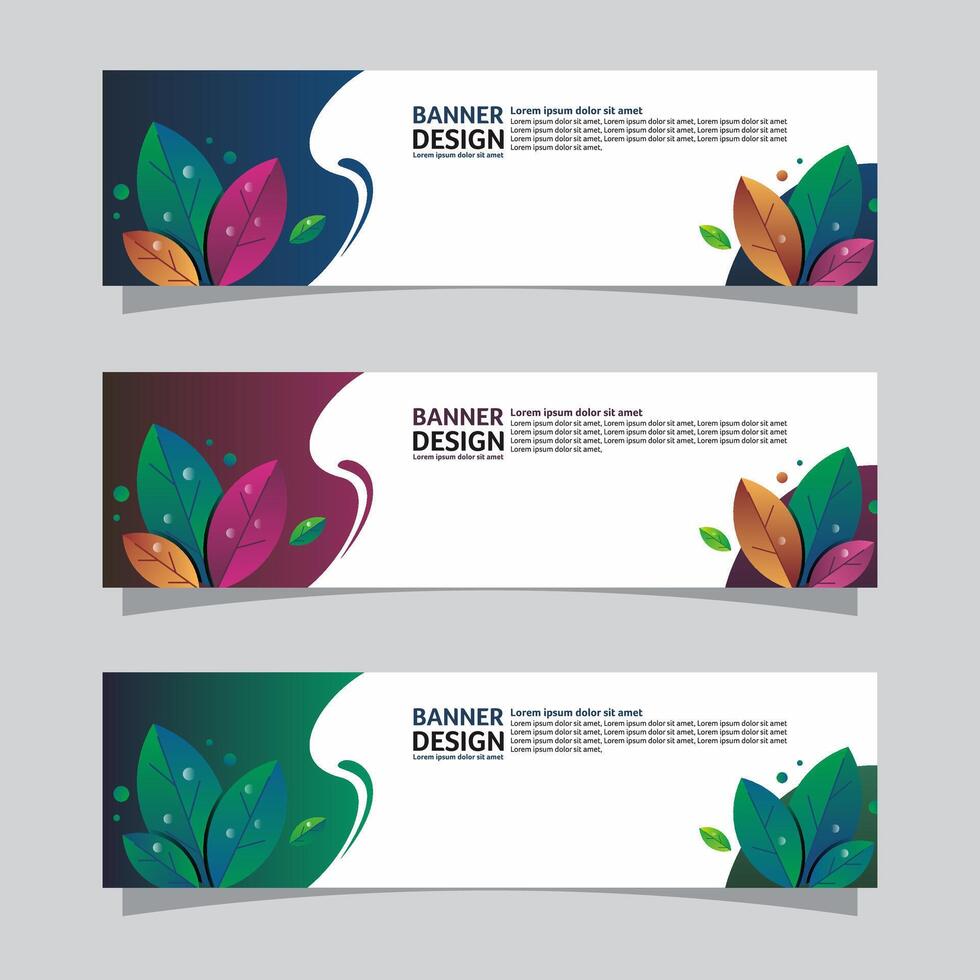 Vector set of landscape banner background design concept. Colorful background business layout template