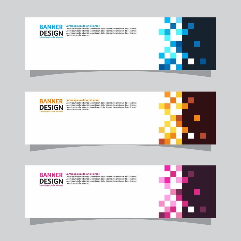 Vector set of landscape banner background design concept. Pixel background business layout template
