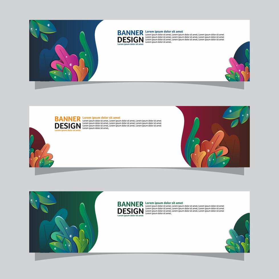 Vector set of landscape banner background design concept. Colorful background business layout template