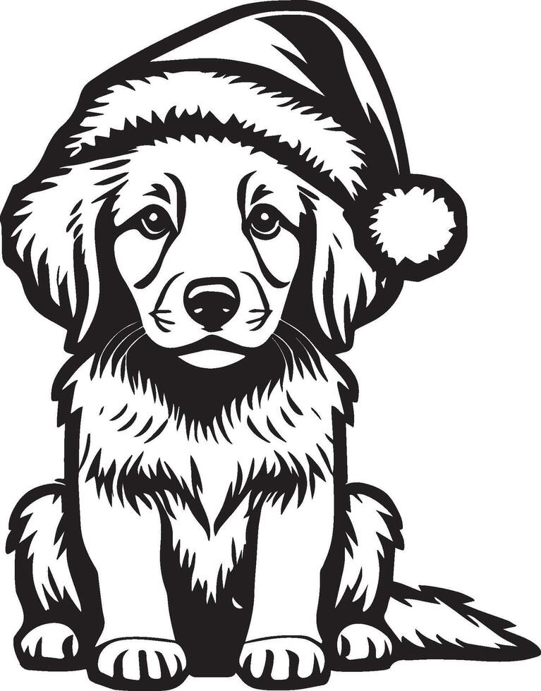 ai generado perrito con Papa Noel sombrero ilustración vector