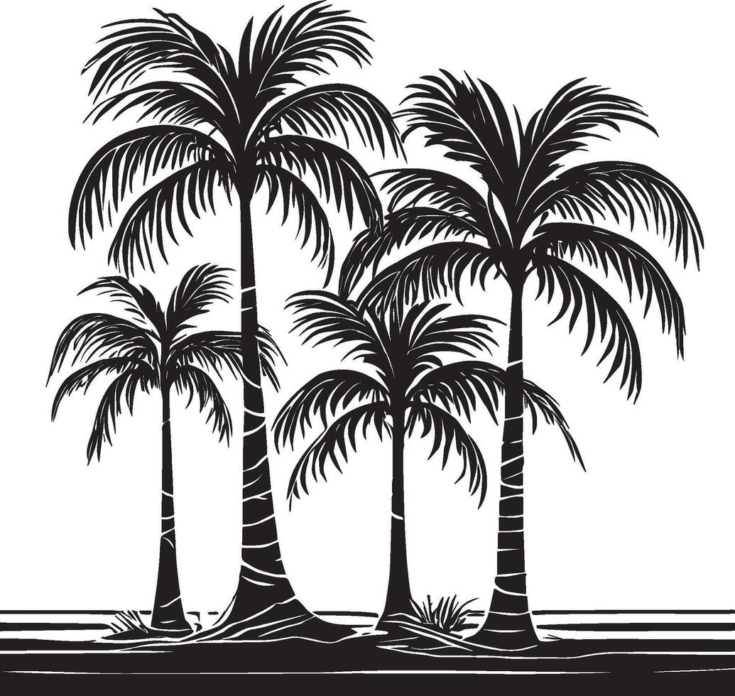 AI generated Palm Trees Landscape Illustration vector