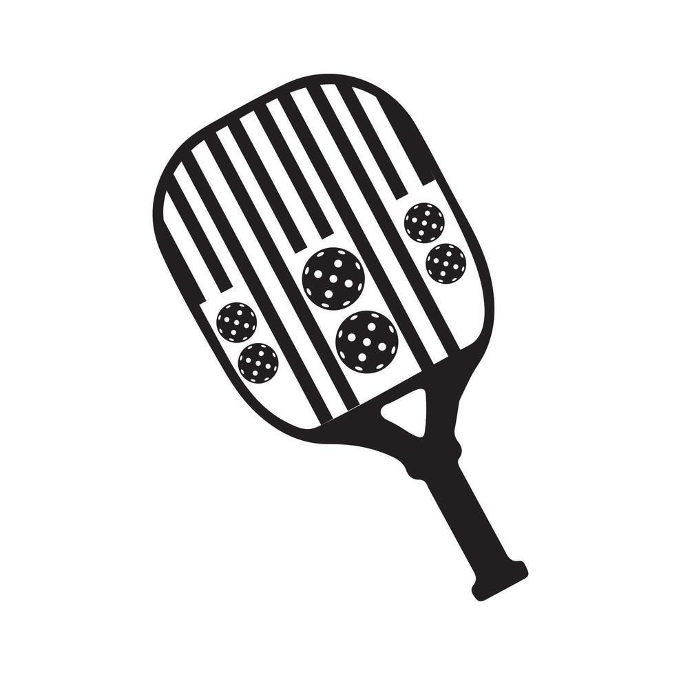 Pickleball paddle Vector Illustration. Pickleball Paddle and Ball Vector,  Clipart of Pickleball, Pickleball Bat and Symbol