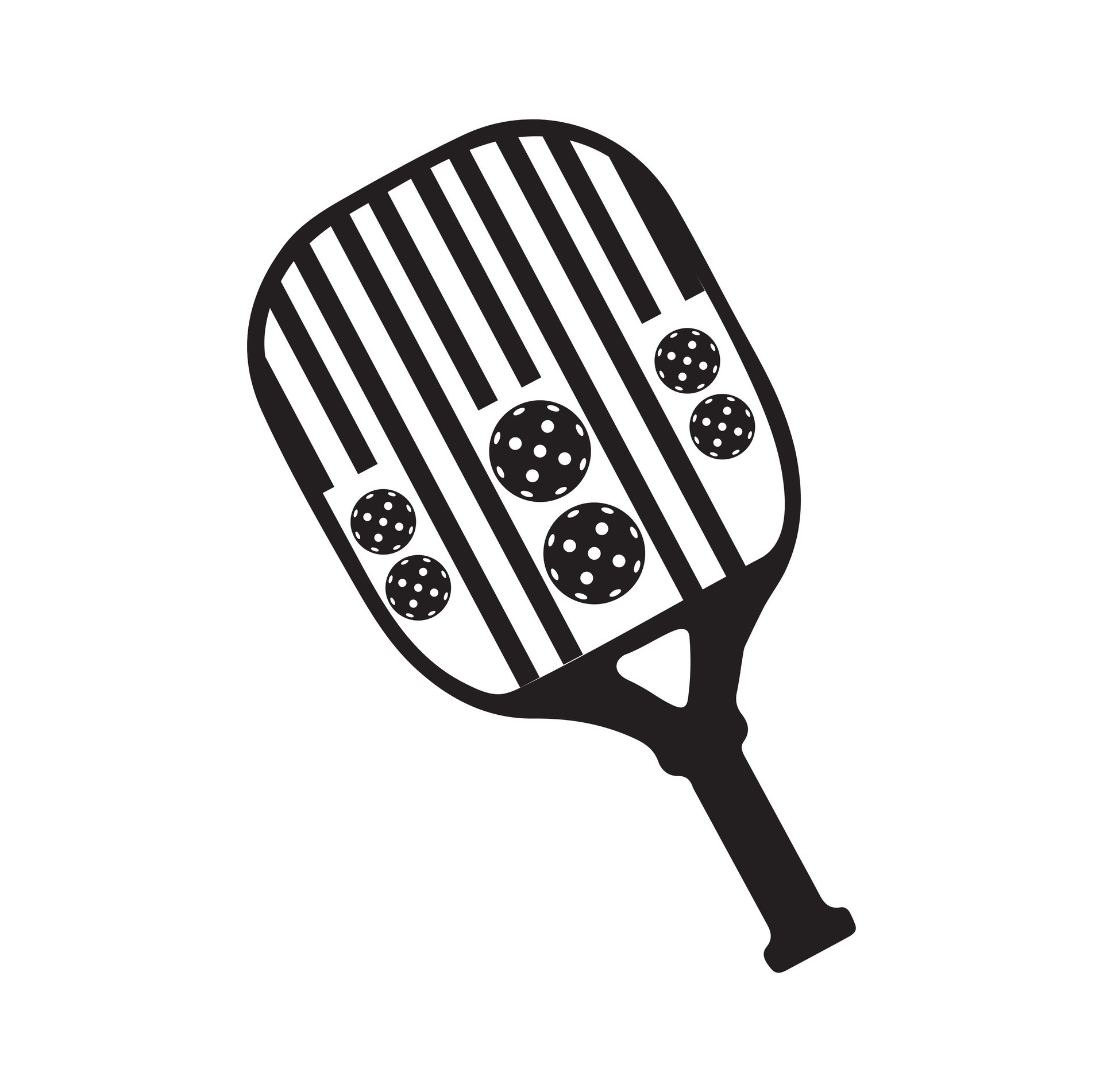 Pickleball paddle Vector Illustration. Pickleball Paddle and Ball