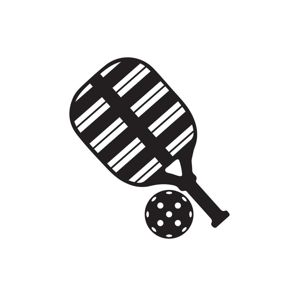 pickleball pelota y paleta aislado vector en blanco, sencillo ilustración de pelota con agujero