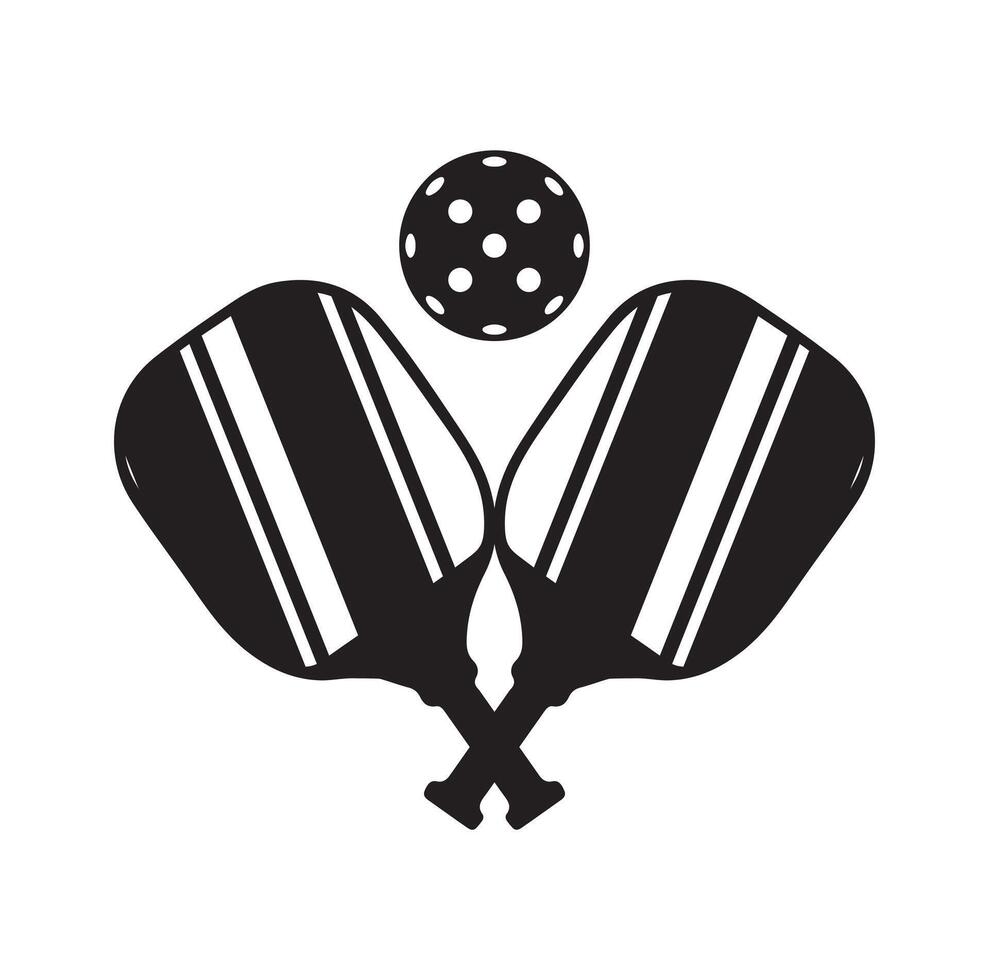 pickleball ball and paddle isolated vector on white,  simple illustration of ball with hole