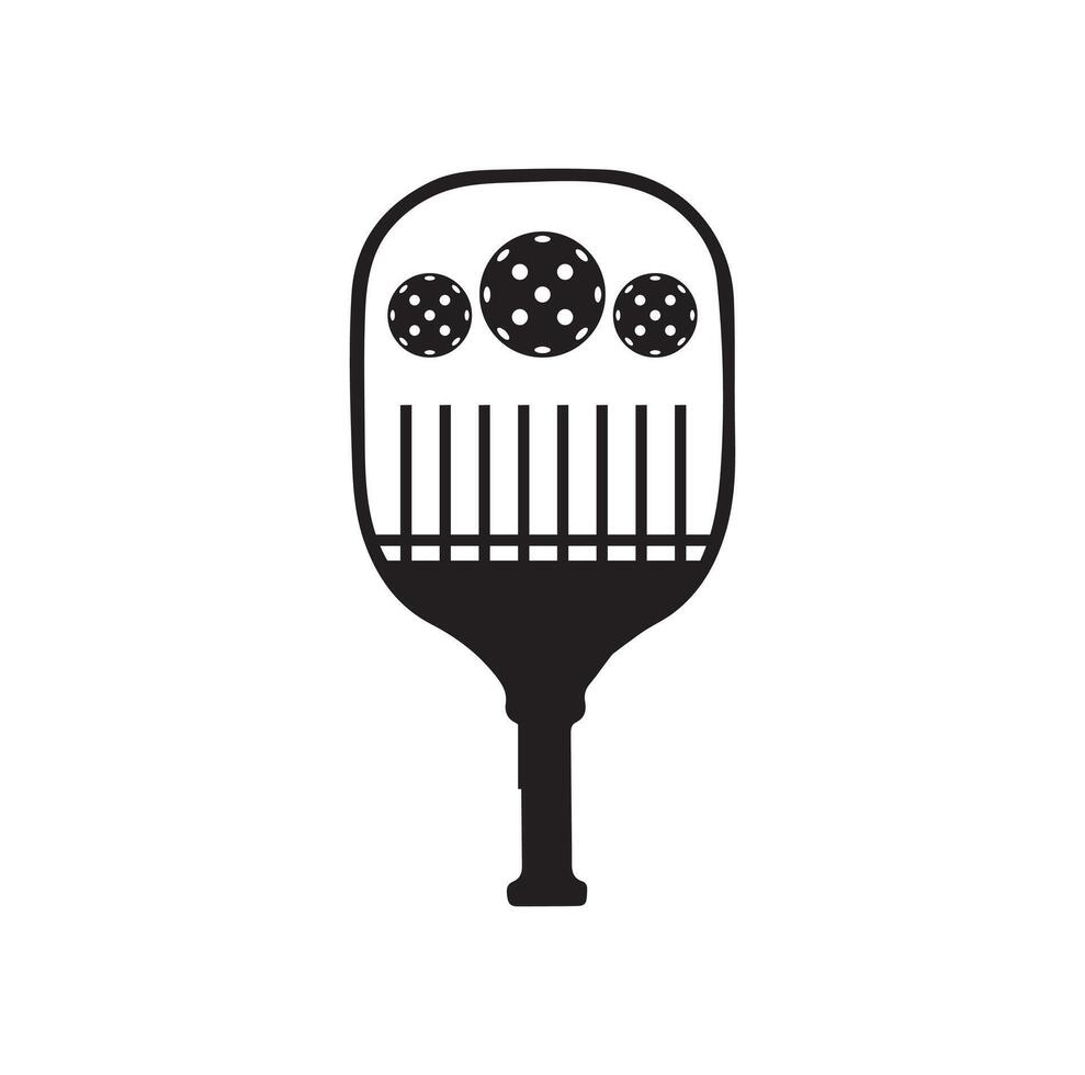 Pickleball paddle Vector Illustration. Pickleball Paddle and Ball Vector,  Clipart of Pickleball, Pickleball Bat and Symbol