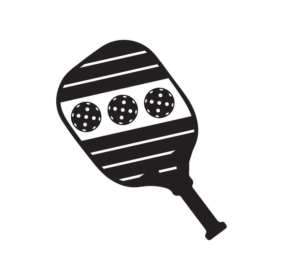 Pickleball paddle Vector Illustration. Pickleball Paddle and Ball Vector,  Clipart of Pickleball, Pickleball Bat and Symbol