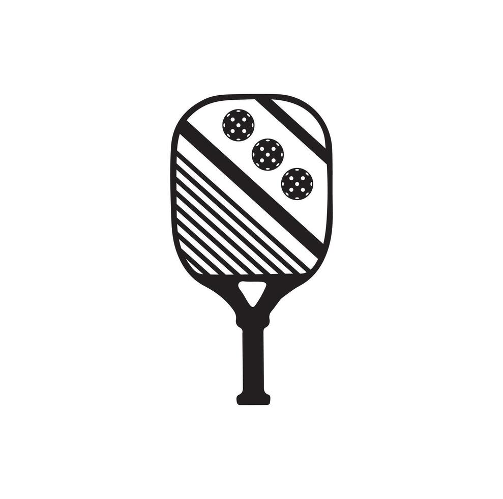 Pickleball paddle Vector Illustration. Pickleball Paddle and Ball Vector,  Clipart of Pickleball, Pickleball Bat and Symbol