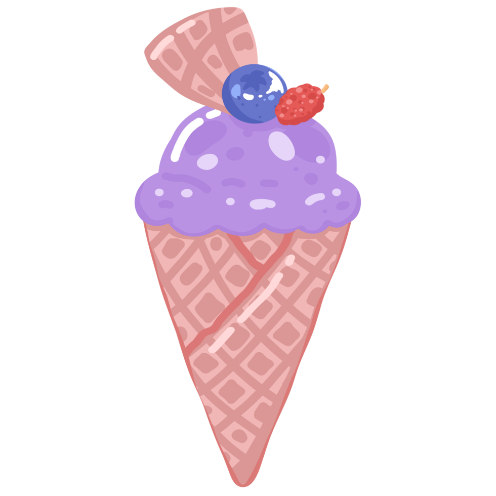 Ice cream cone with fruits illustration png