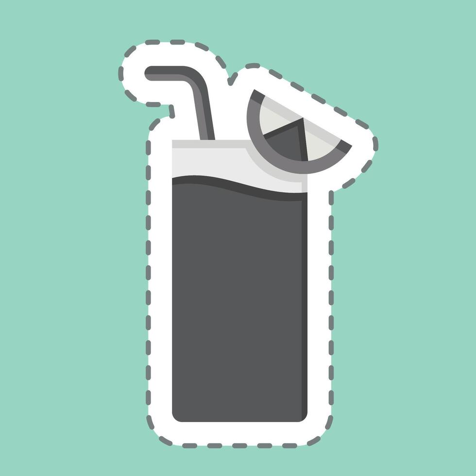 Sticker line cut Gin Fizz. related to Cocktails,Drink symbol. simple design editable. simple illustration vector