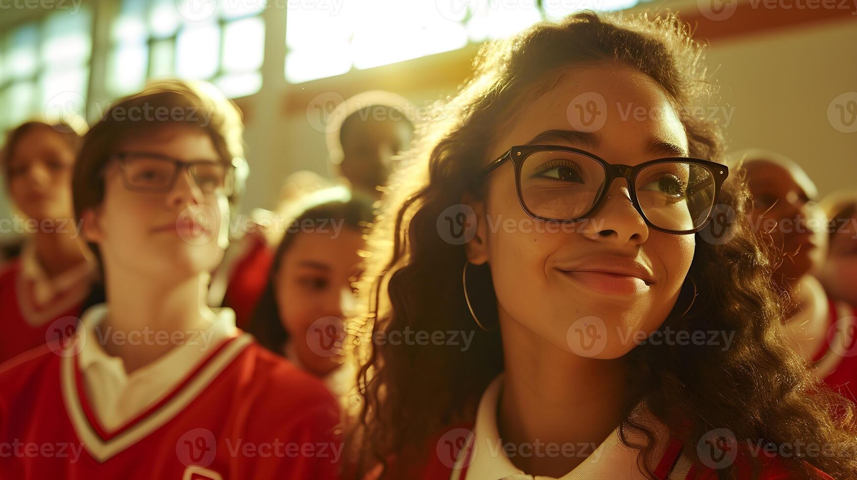 AI generated Back to school, School Pride, Photograph students and teachers wearing school spirit gear or uniforms, background image, generative AI photo
