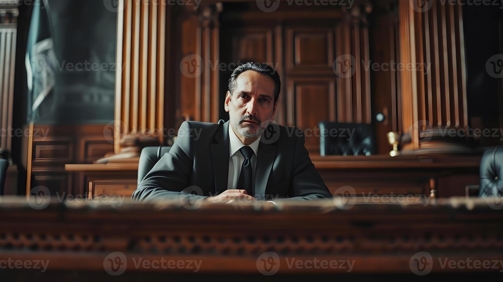 AI generated Portrait of a male lawyer on duty in court, generative AI photo