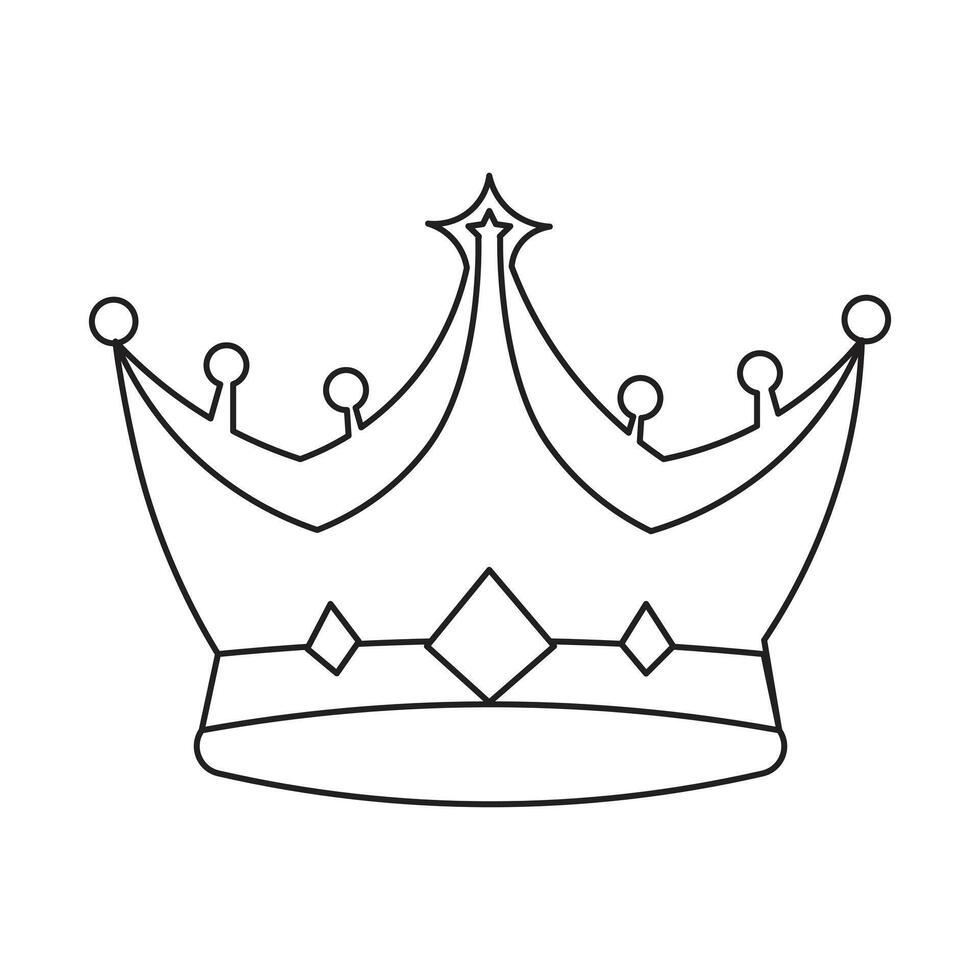 Continuous line drawing of crown outline vector art illustration design.