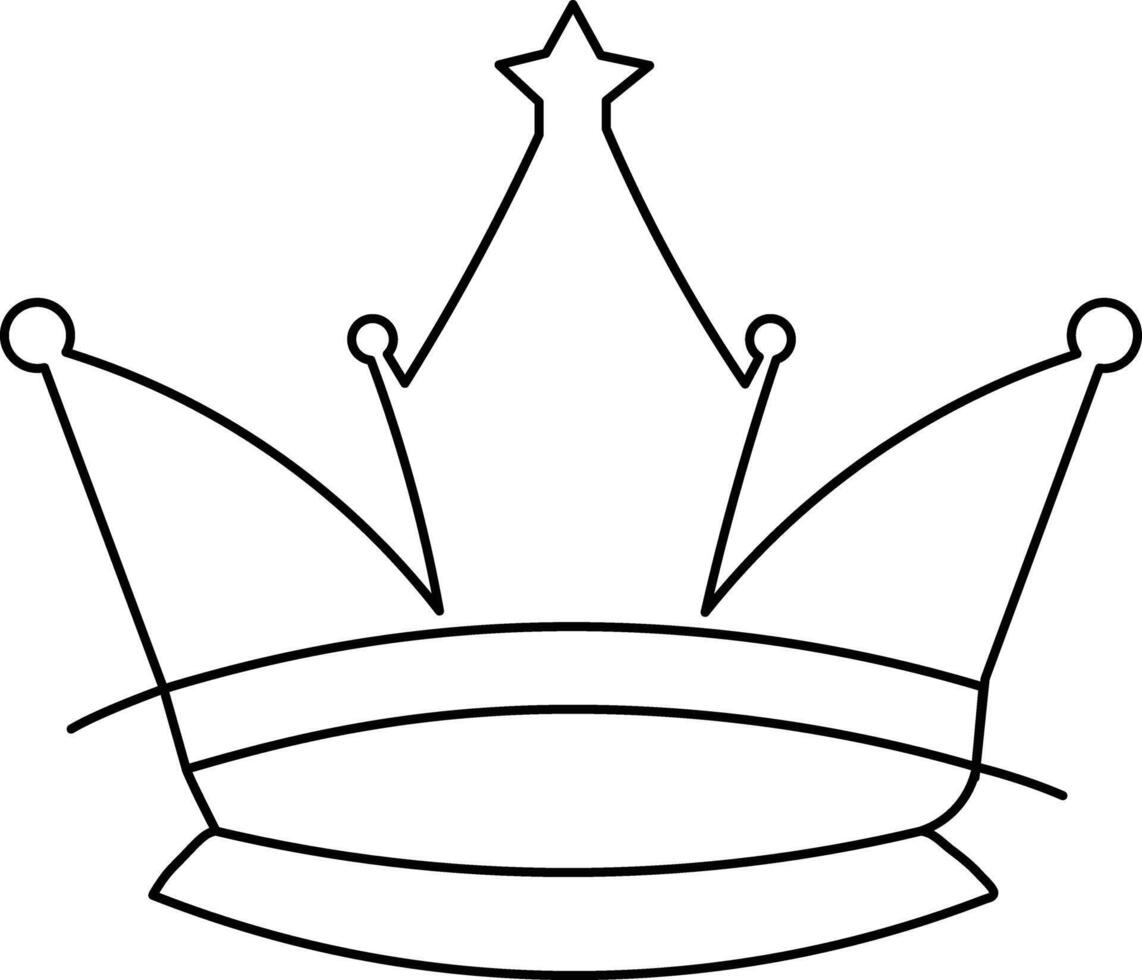 Continuous line drawing of crown outline vector art illustration design.