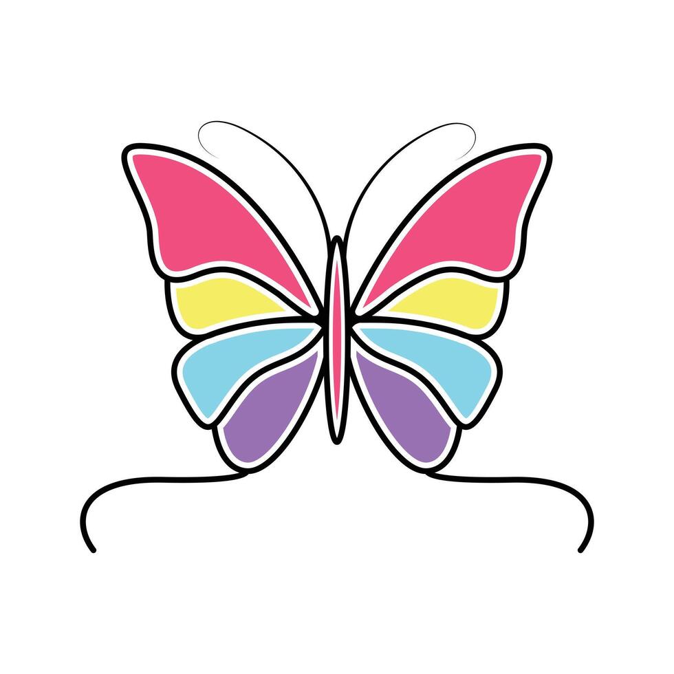 Colorful butterfly abstract tropical silhouette object Vector illustration design.