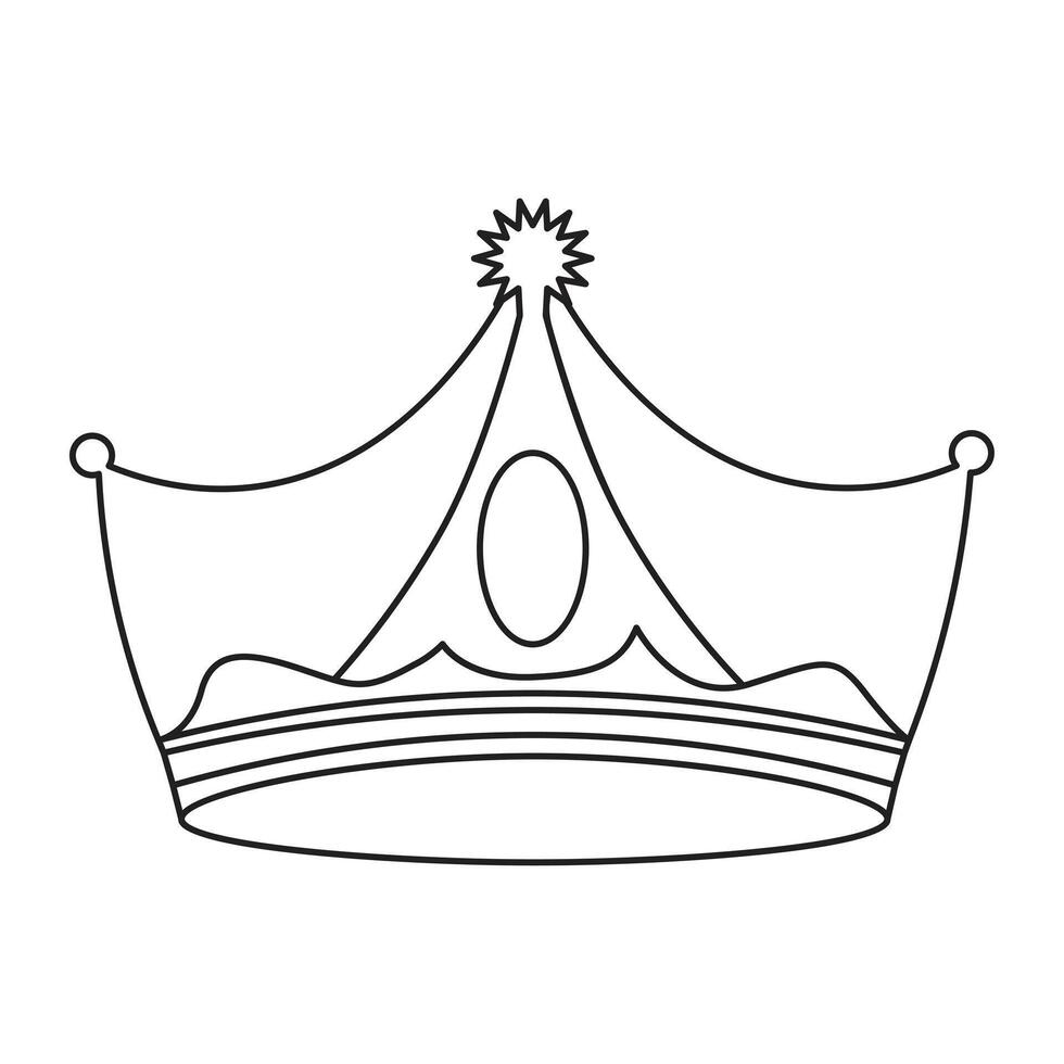 Continuous line drawing of crown outline vector art illustration design.