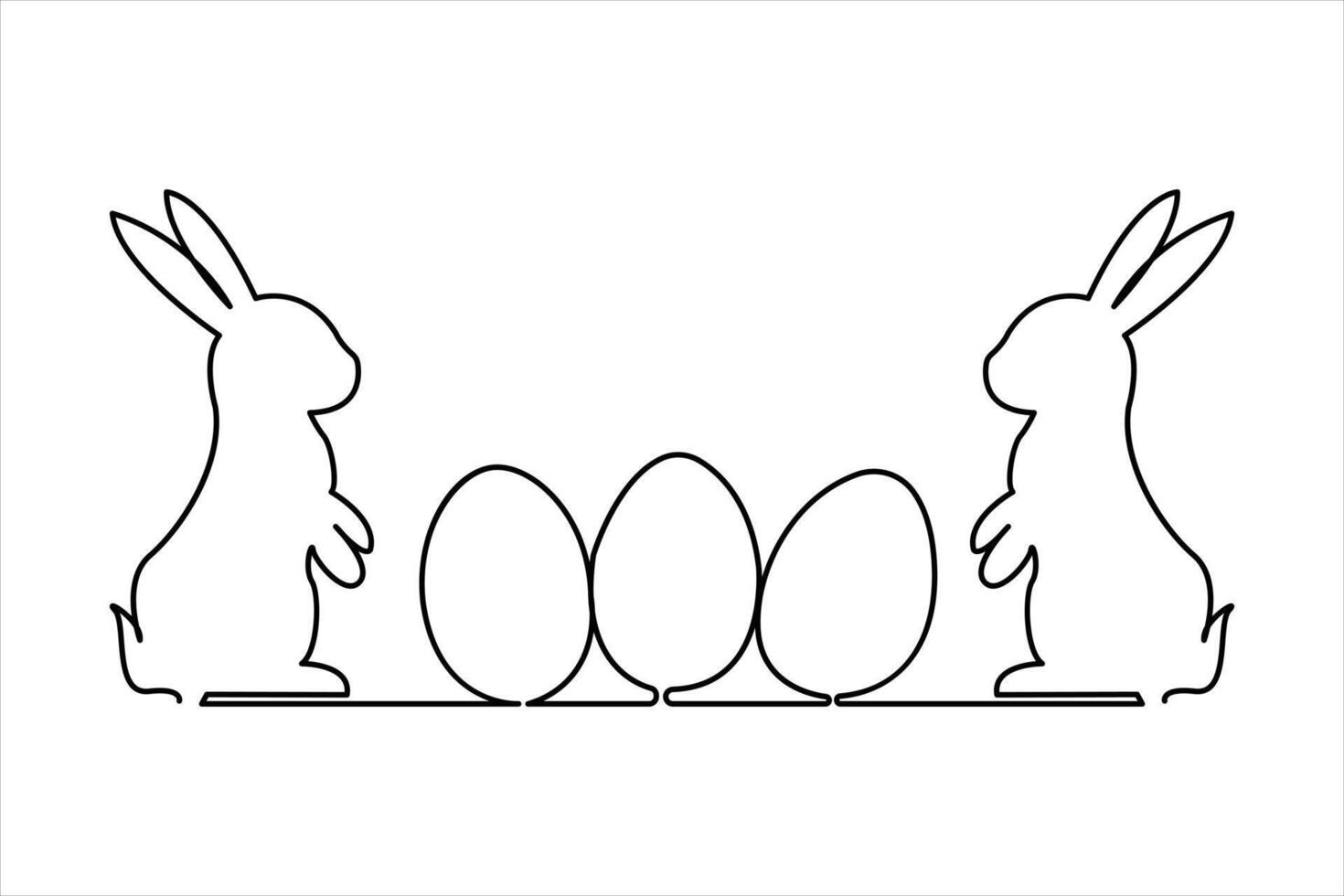 Continuous One line Happy easter monday concept outline vector art illustration