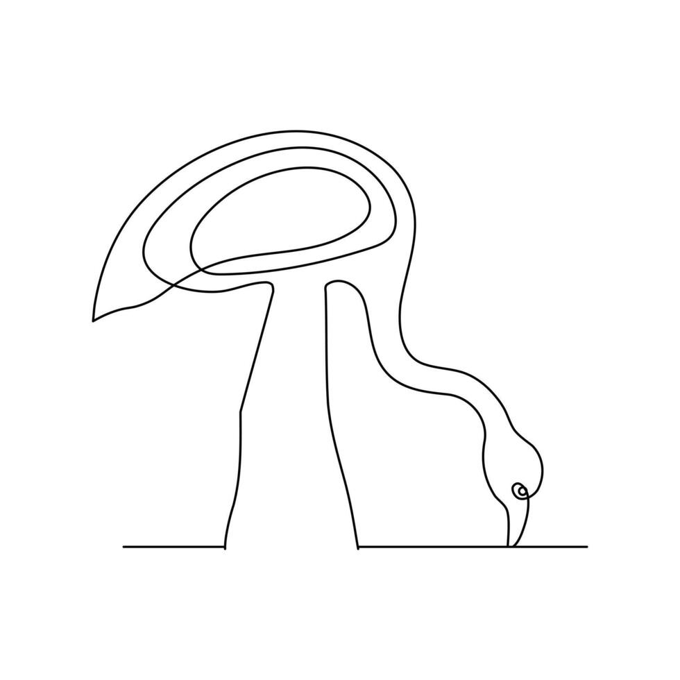 Continuous single line drawing black icon of flamingo Outline vector art.