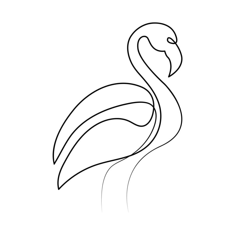 Continuous single line drawing black icon of flamingo Outline vector art.