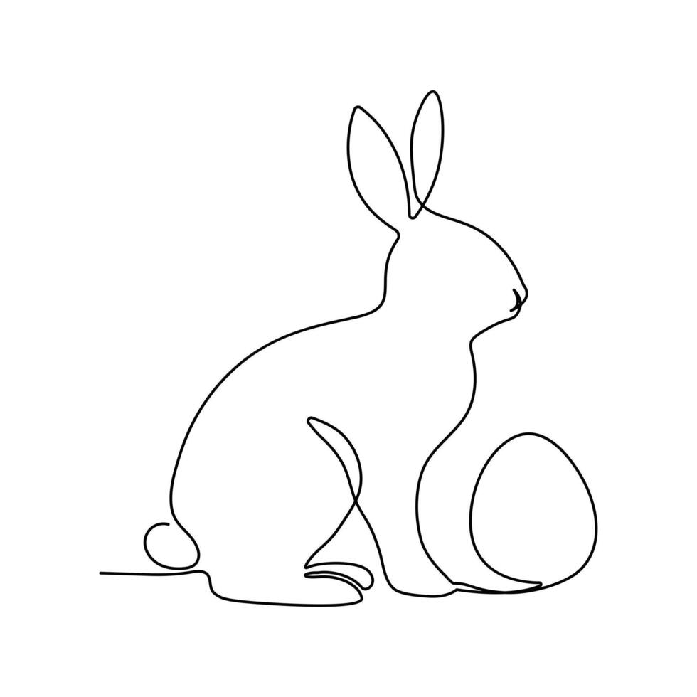 Continuous One line Happy easter monday concept outline vector art illustration