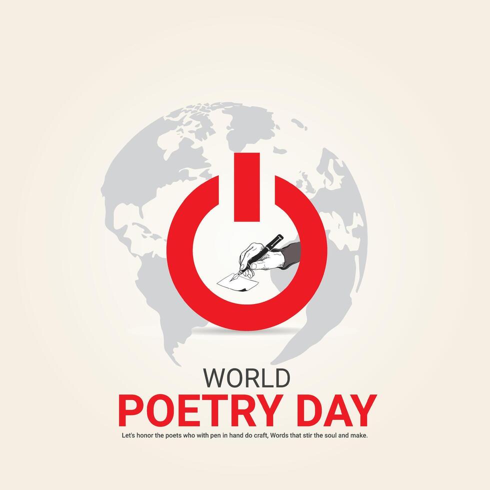 World Poetry Day, creative ads design. Media poster vector 3D Illustration