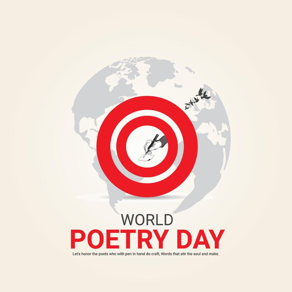 World Poetry Day, creative ads design. Media poster vector 3D Illustration