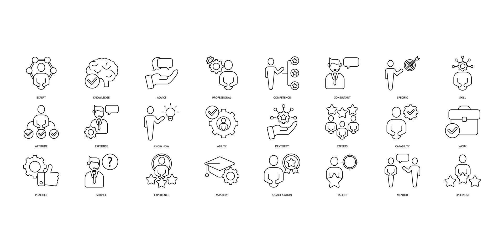 expert icons set. Set of editable stroke icons.Vector set of expert vector